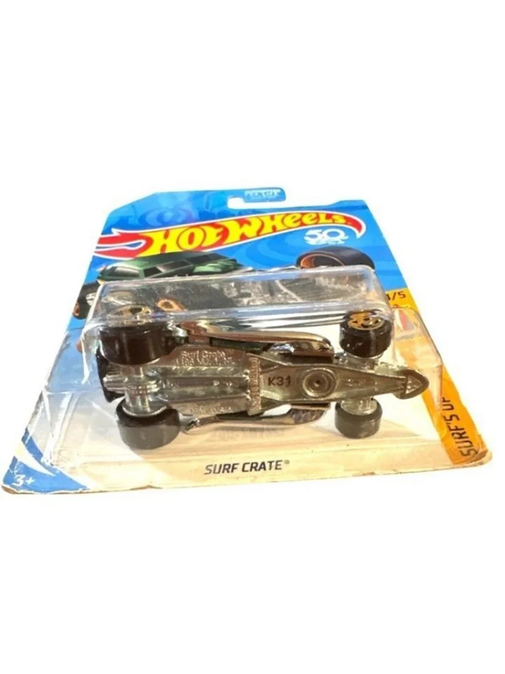 Die Cast Hot Wheels 50th Anniversary Surf Crate Surfs Up Car 4/5 Green Chrome